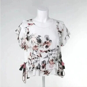 Moon River Floral Ruffle Peplum Top